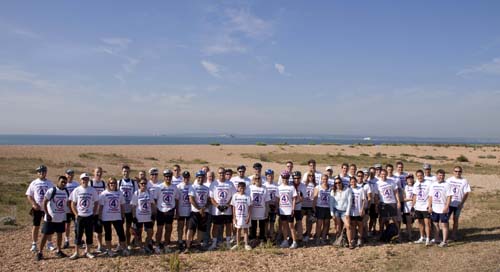 The cyclists before setting off on their 53 mile ride from Portsmouth to Brighton.